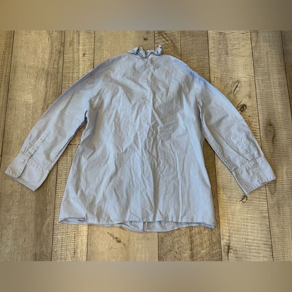 Talbots Pinstripe V-Neck Button Down Top - Picture 5 of 5